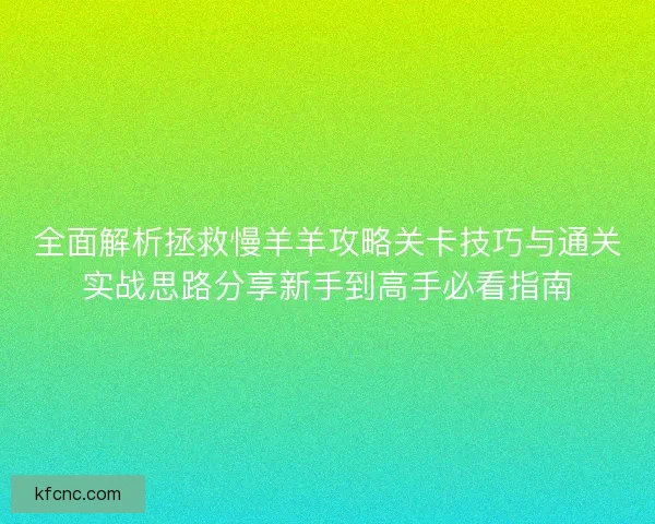 全面解析拯救慢羊羊攻略关卡技巧与通关实战思路分享新手到高手必看指南