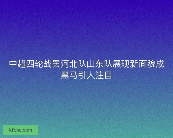中超四轮战罢河北队山东队展现新面貌成黑马引人注目 中超四轮战罢河北队山东队展现新面貌成黑马引人注目