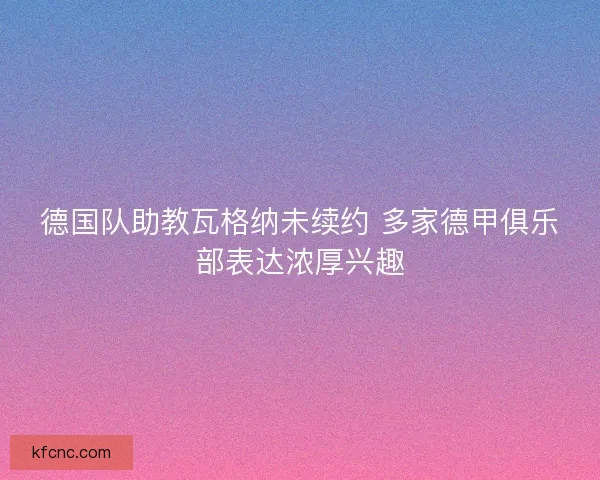德国队助教瓦格纳未续约 多家德甲俱乐部表达浓厚兴趣
